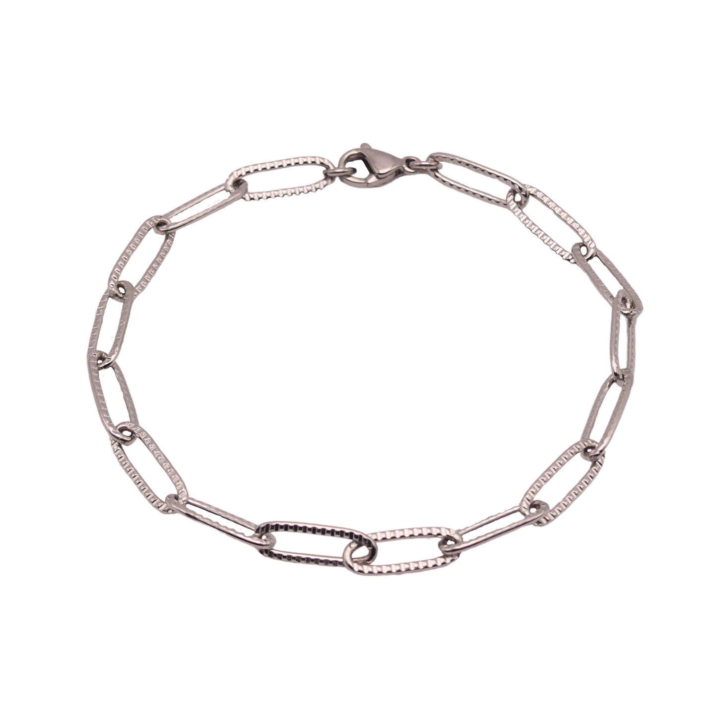 Textured Medium-Link Paperclip Chain Bracelet