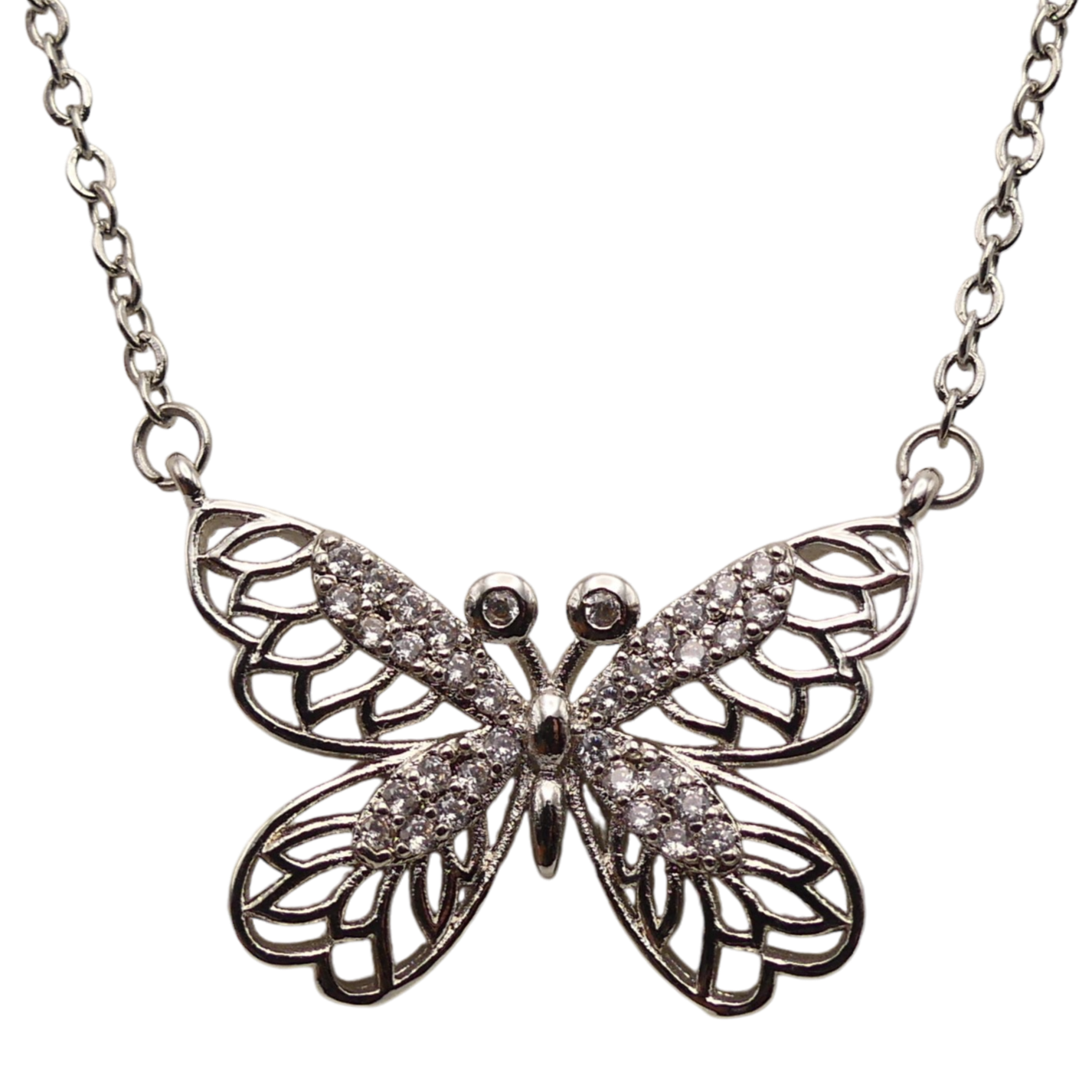 Pave Crystal Butterfly Necklace