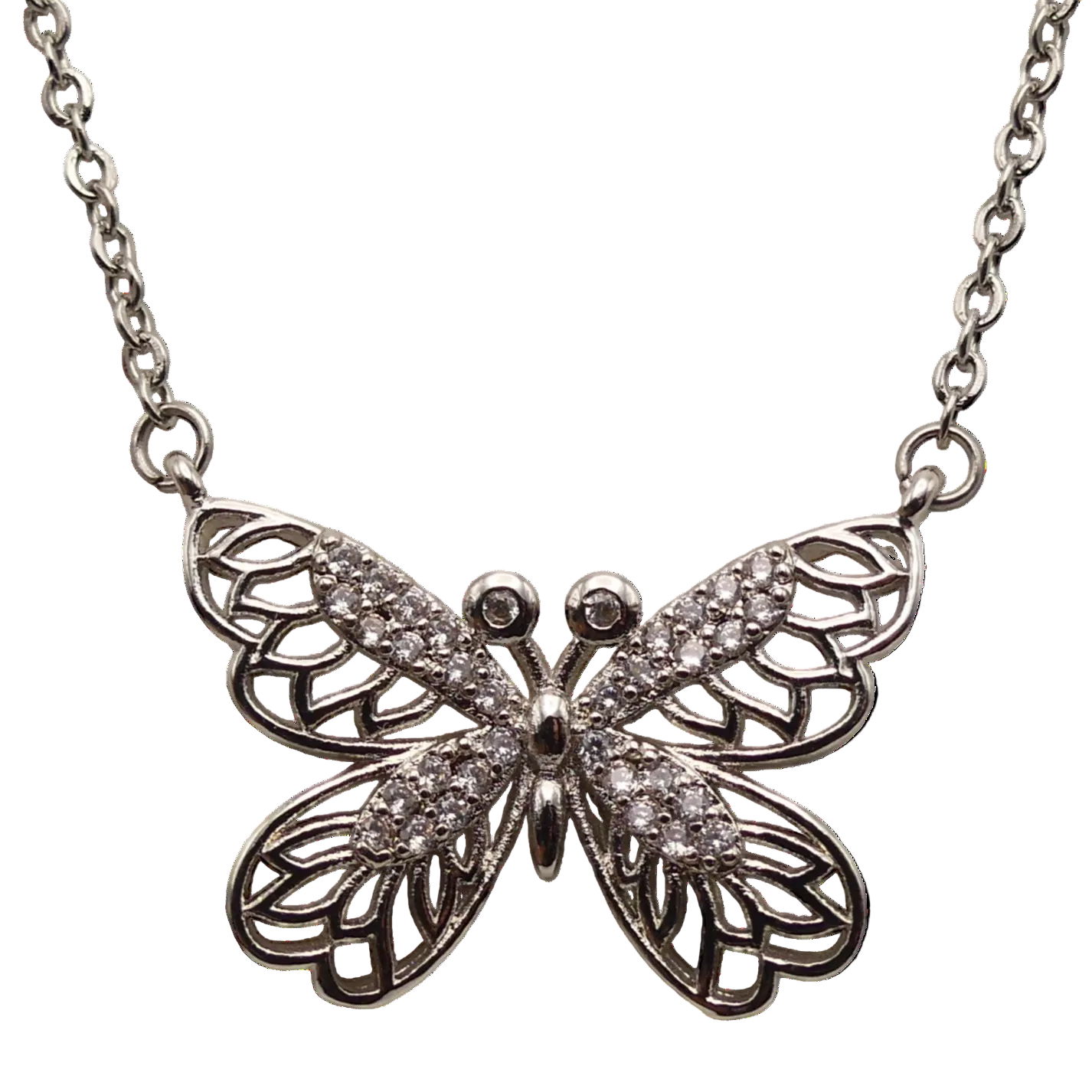 Pave Crystal Butterfly Necklace