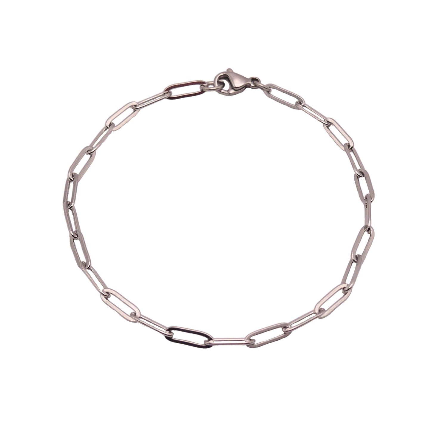 Silver Medium Link Paperclip Chain Bracelet For Women