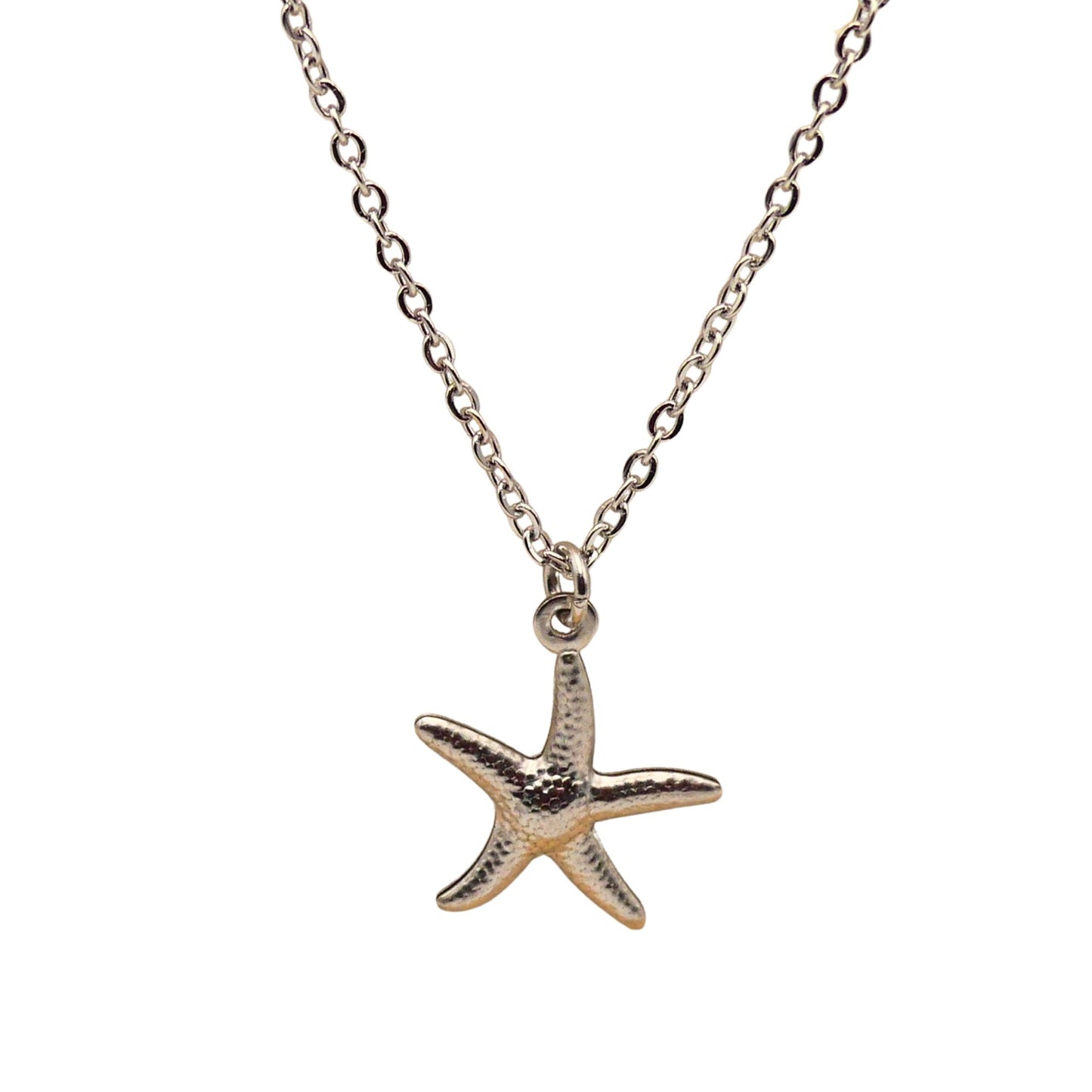 Silver Starfish Pendant Cable Chain Necklace