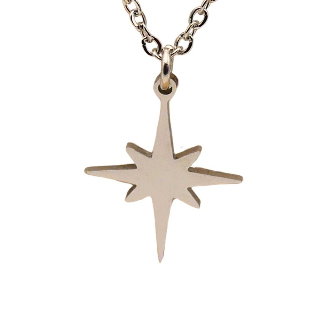 Silver North Star Cable Chain Necklace for Women