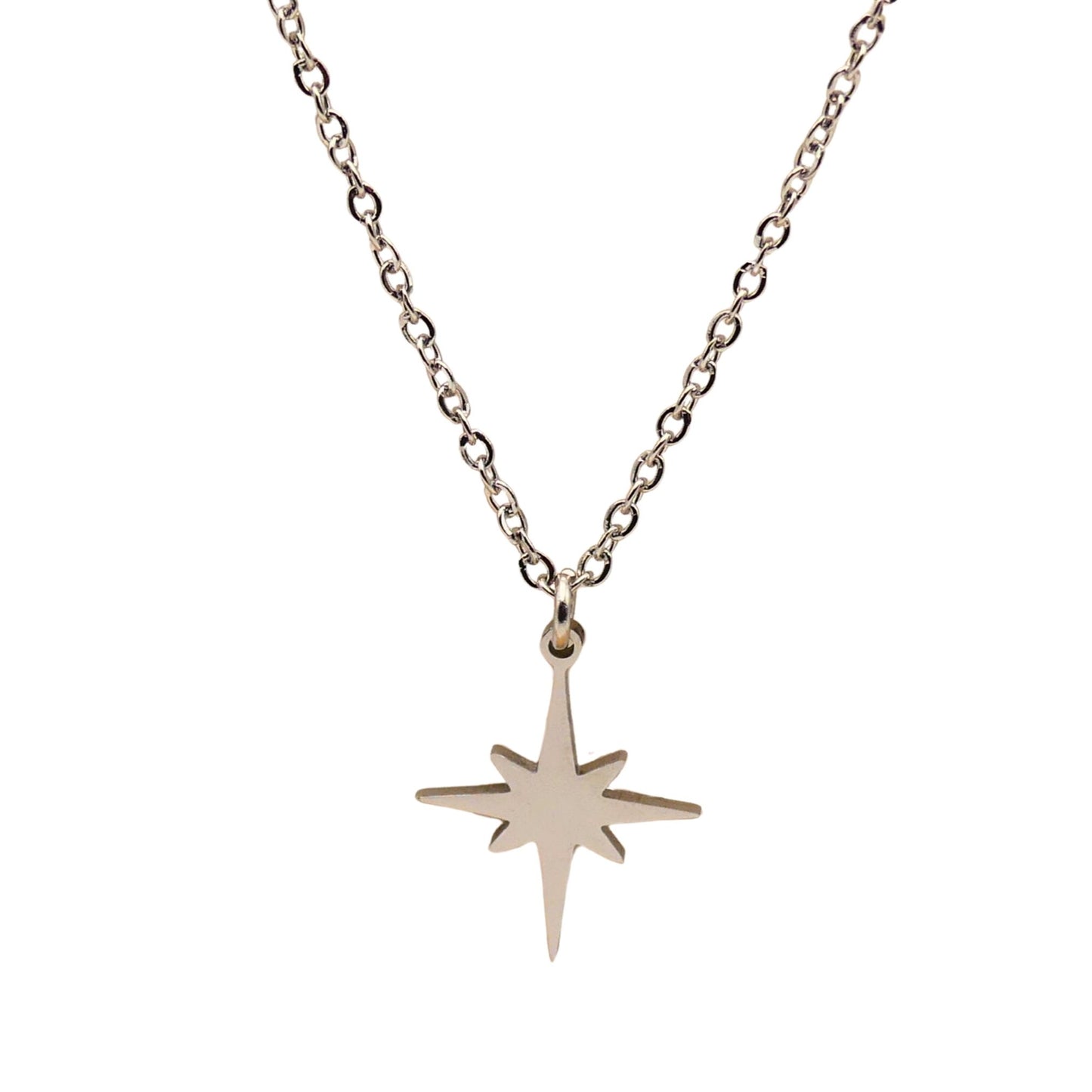 Silver North Star Cable Chain Necklace for Women