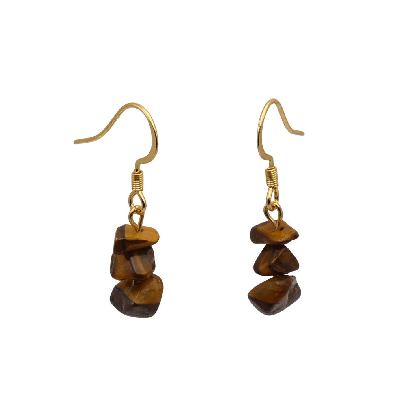 Tiger Eye Semi-Precious Stone Drop Earrings