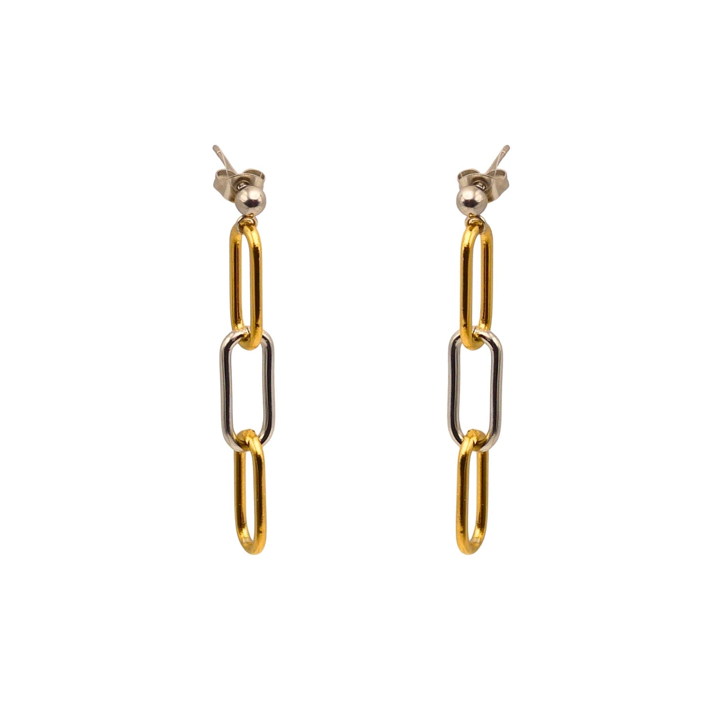 Two-Tone Triple Large-Link Earrings For Women