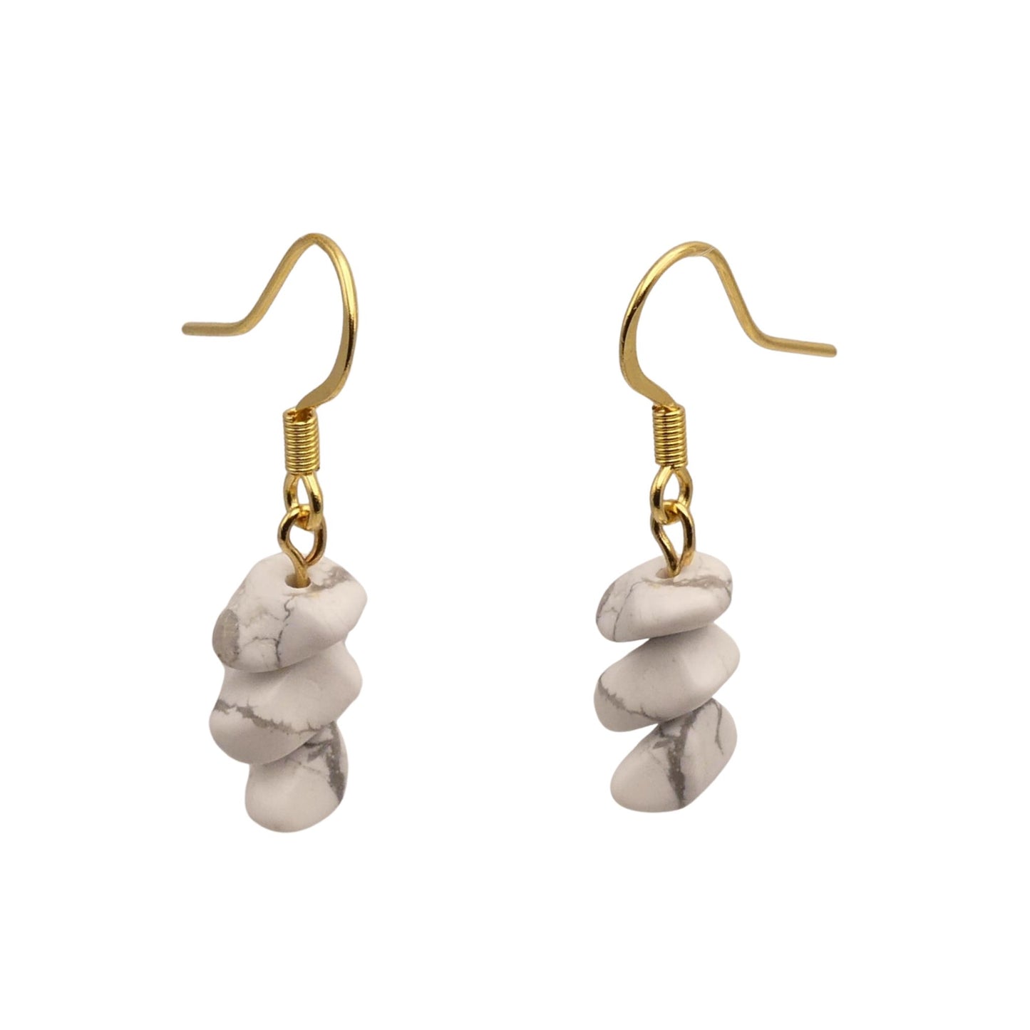 White Howlite Semi-Precious Stone Drop Earrings