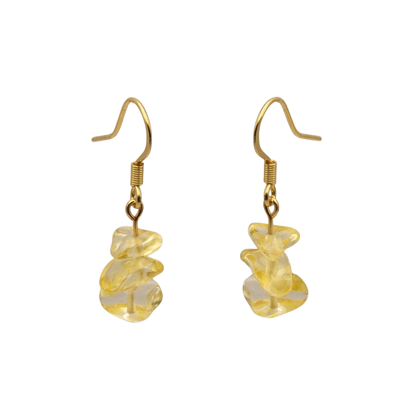 Yellow Citrine Semi-Precious Stone Drop Earrings