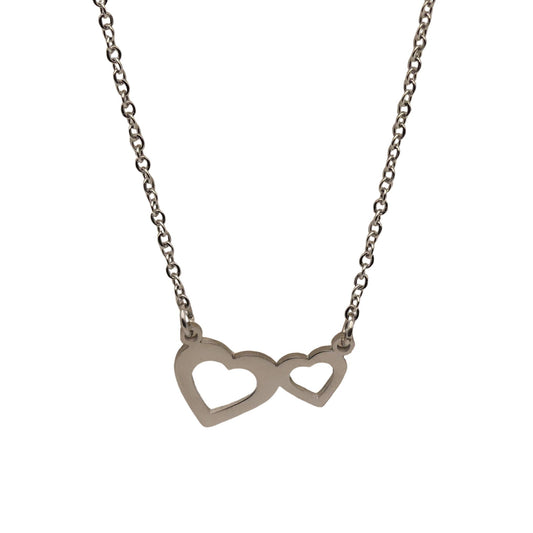 Silver Double Open Heart Necklace