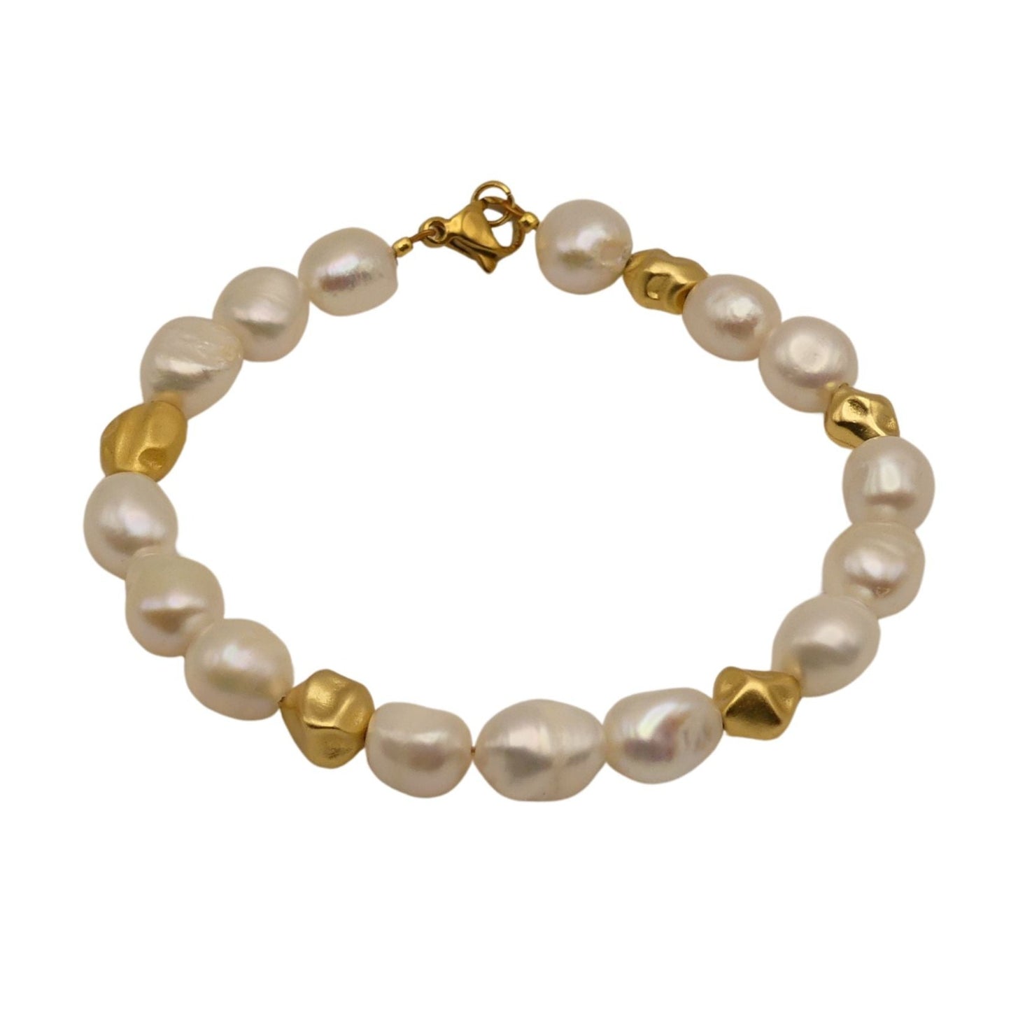 Pearl and Gold Nugget Bracelet