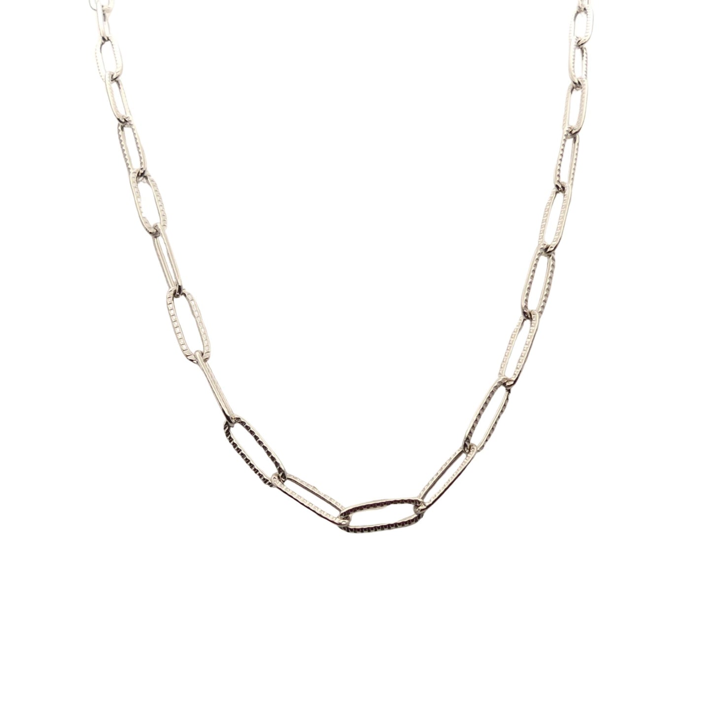 Textured Medium-Link Paperclip Chain Necklace