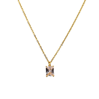Octagon Cut Crystal Drop Necklace