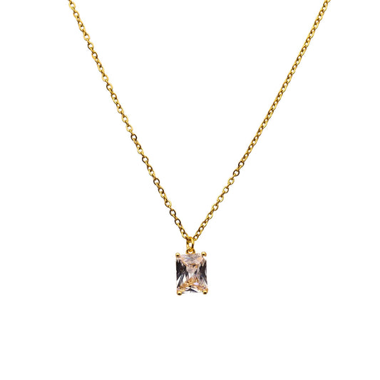 Octagon Cut Crystal Drop Necklace
