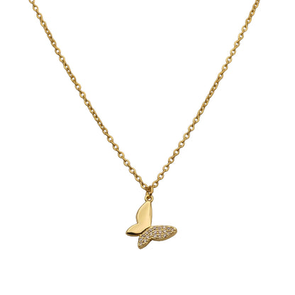 Gold Crystal Butterfly Necklace