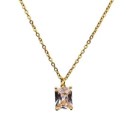 Octagon Cut Crystal Drop Necklace