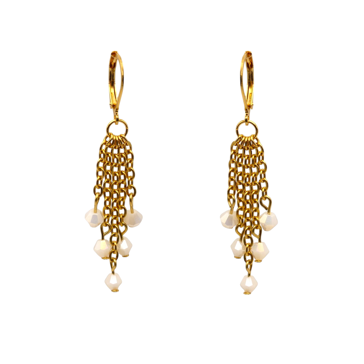 Crystal Beaded Tassel Earrings
