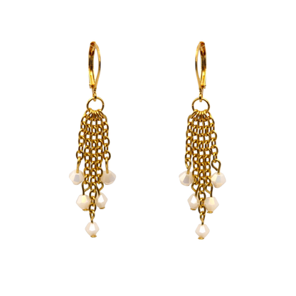 Crystal Beaded Tassel Earrings