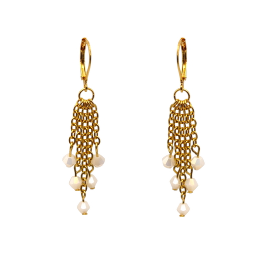 Crystal Beaded Tassel Earrings