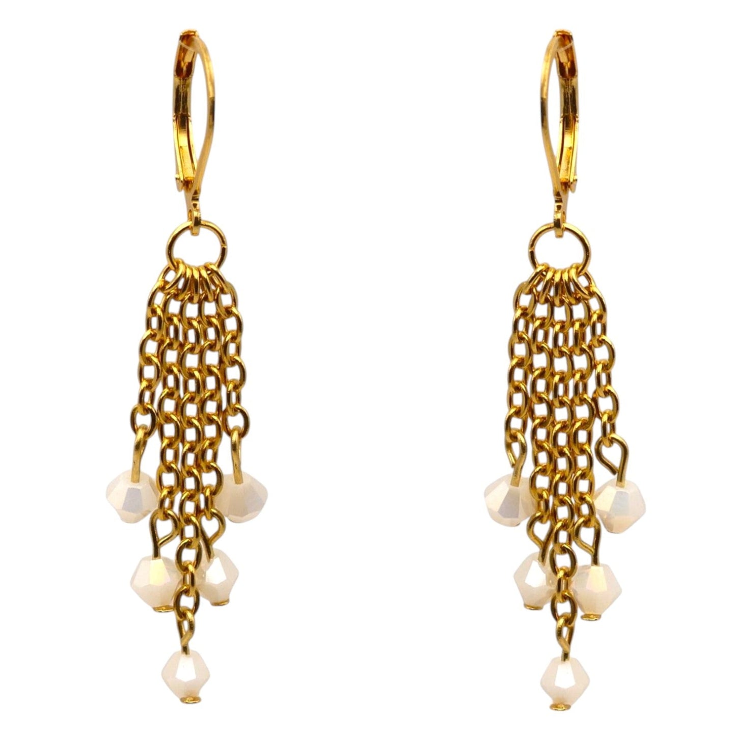 Crystal Beaded Tassel Earrings