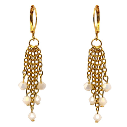 Crystal Beaded Tassel Earrings