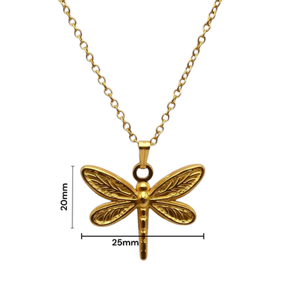 Gold Dragonfly Pendant Necklace