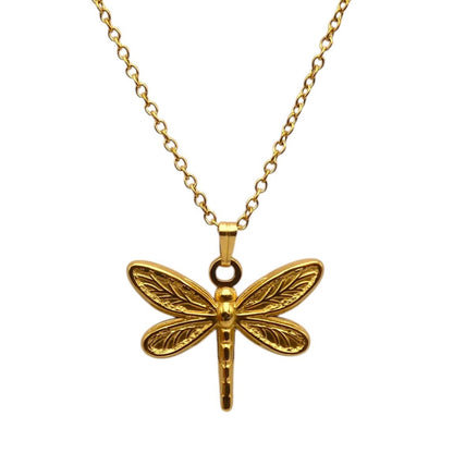 Gold Dragonfly Pendant Necklace