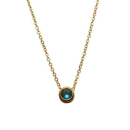 Floating crystal birthstone necklace December Turquoise Tanzanite