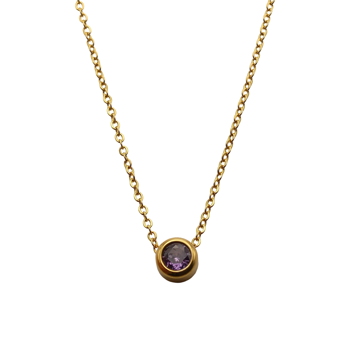 Floating crystal birthstone necklace February Amethyst