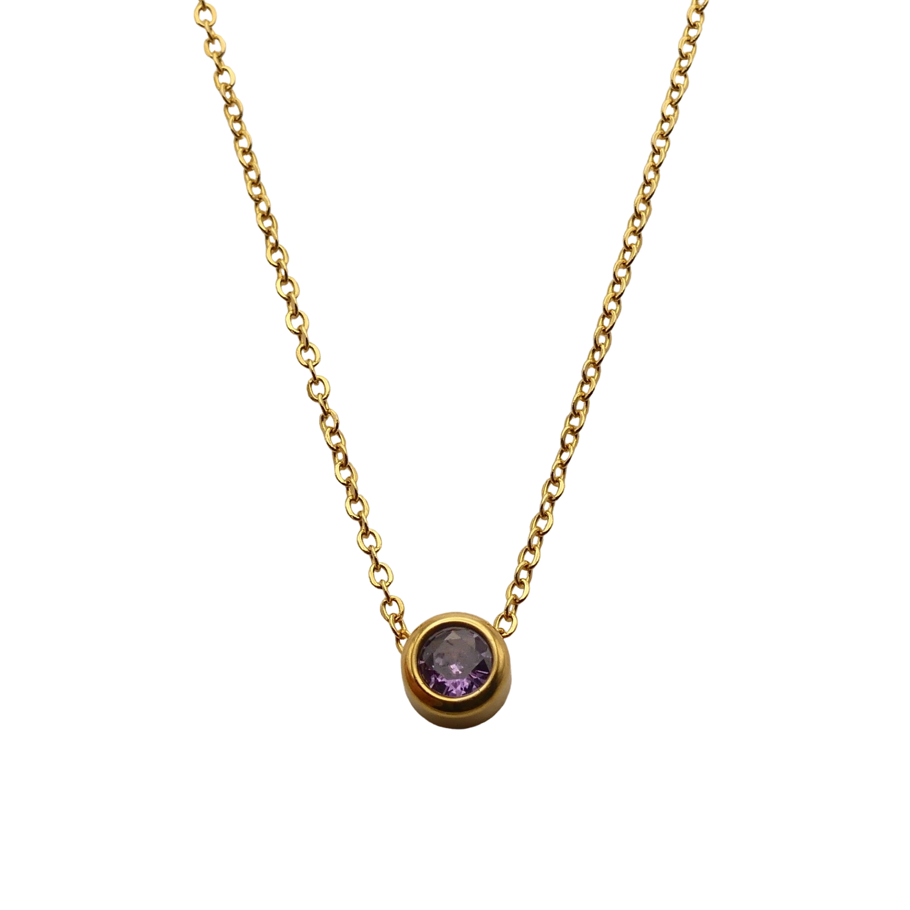 Floating crystal birthstone necklace February Amethyst