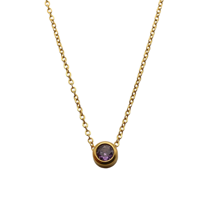 Floating crystal birthstone necklace February Amethyst