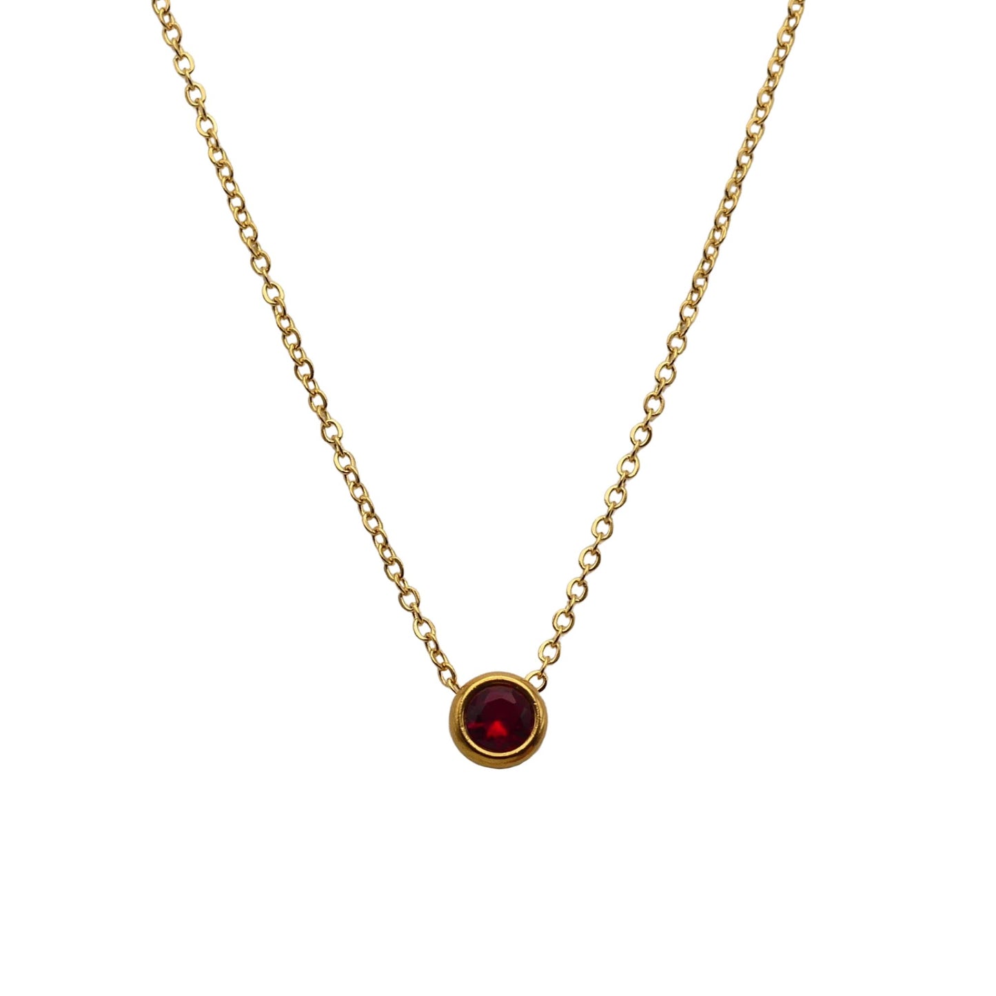 Floating crystal birthstone necklace January Garnet