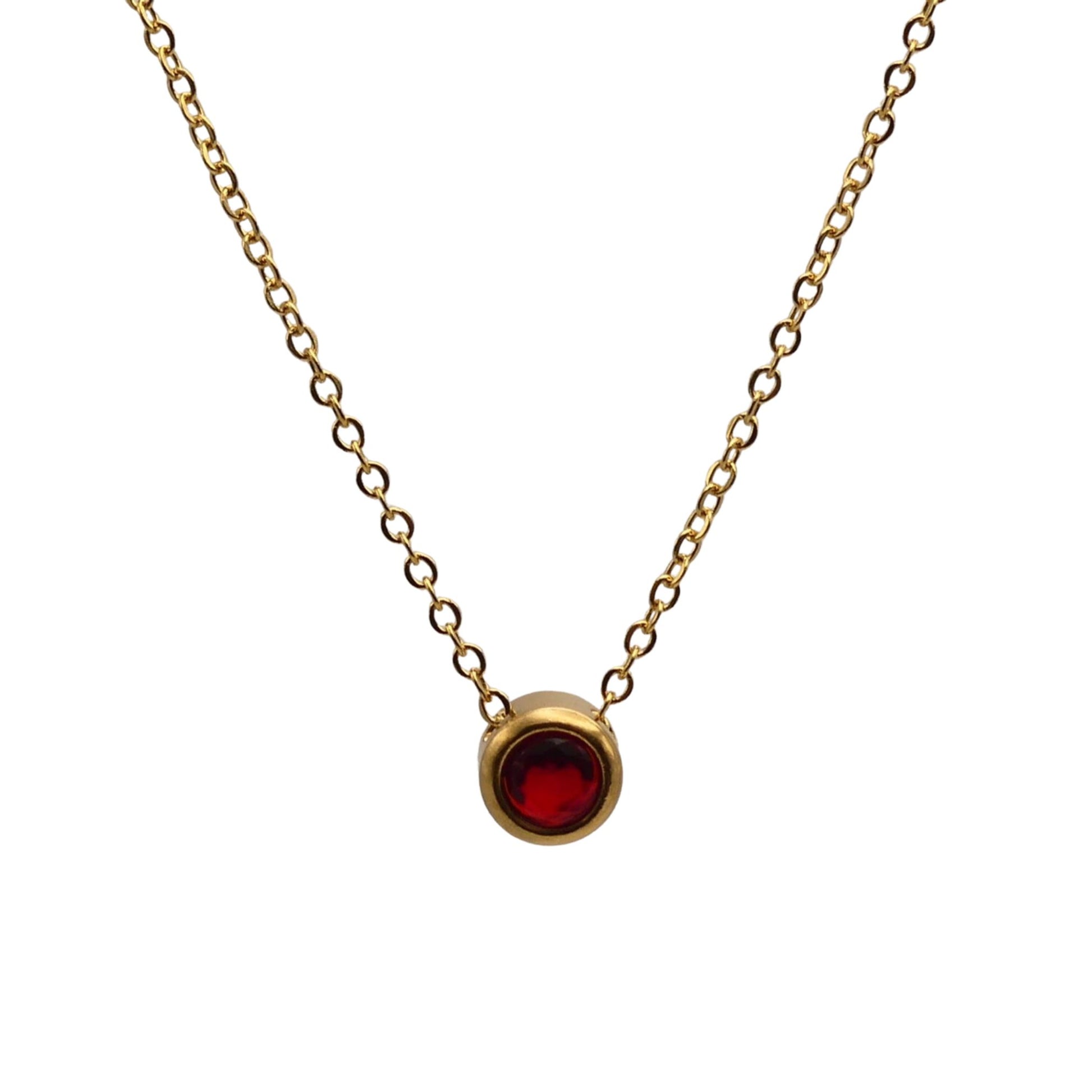 Floating Crystal Birthstone Necklace July Red Ruby Carnelian