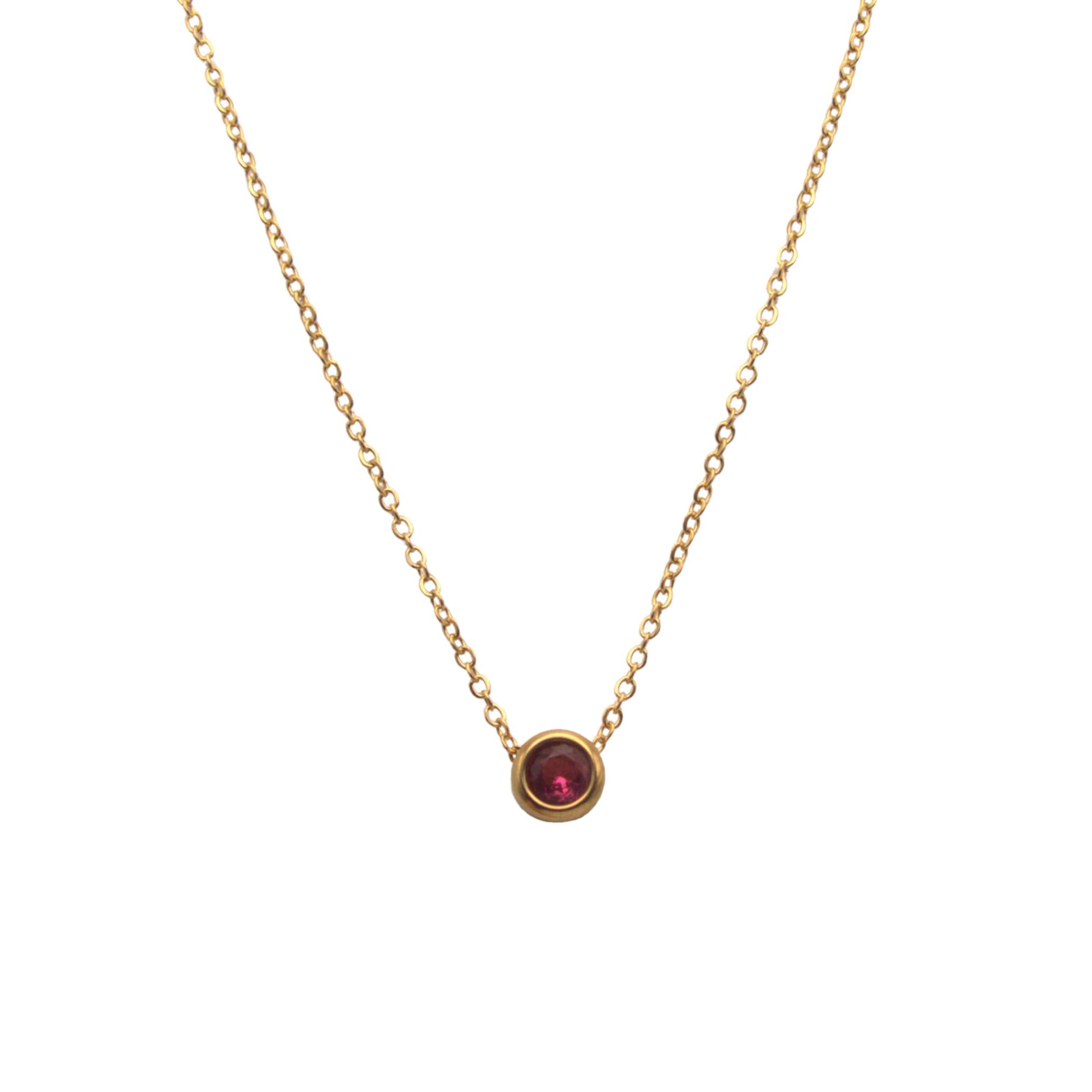 Floating crystal birthstone necklace July Ruby Carnelian