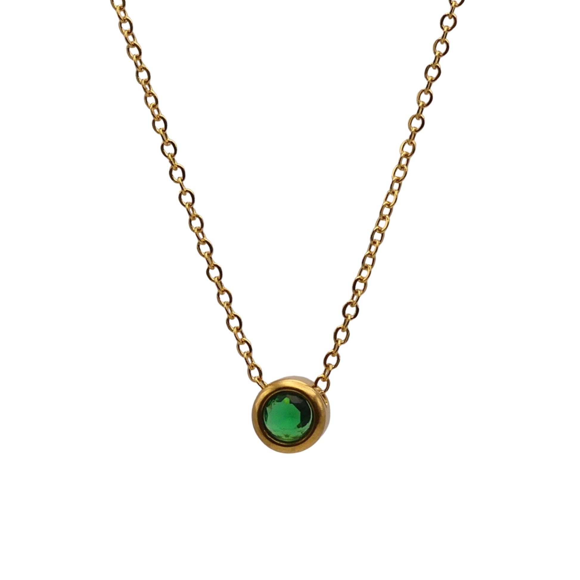Floating crystal birthstone necklace May Emerald Adventurine