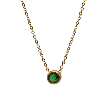 Floating crystal birthstone necklace May Emerald Adventurine