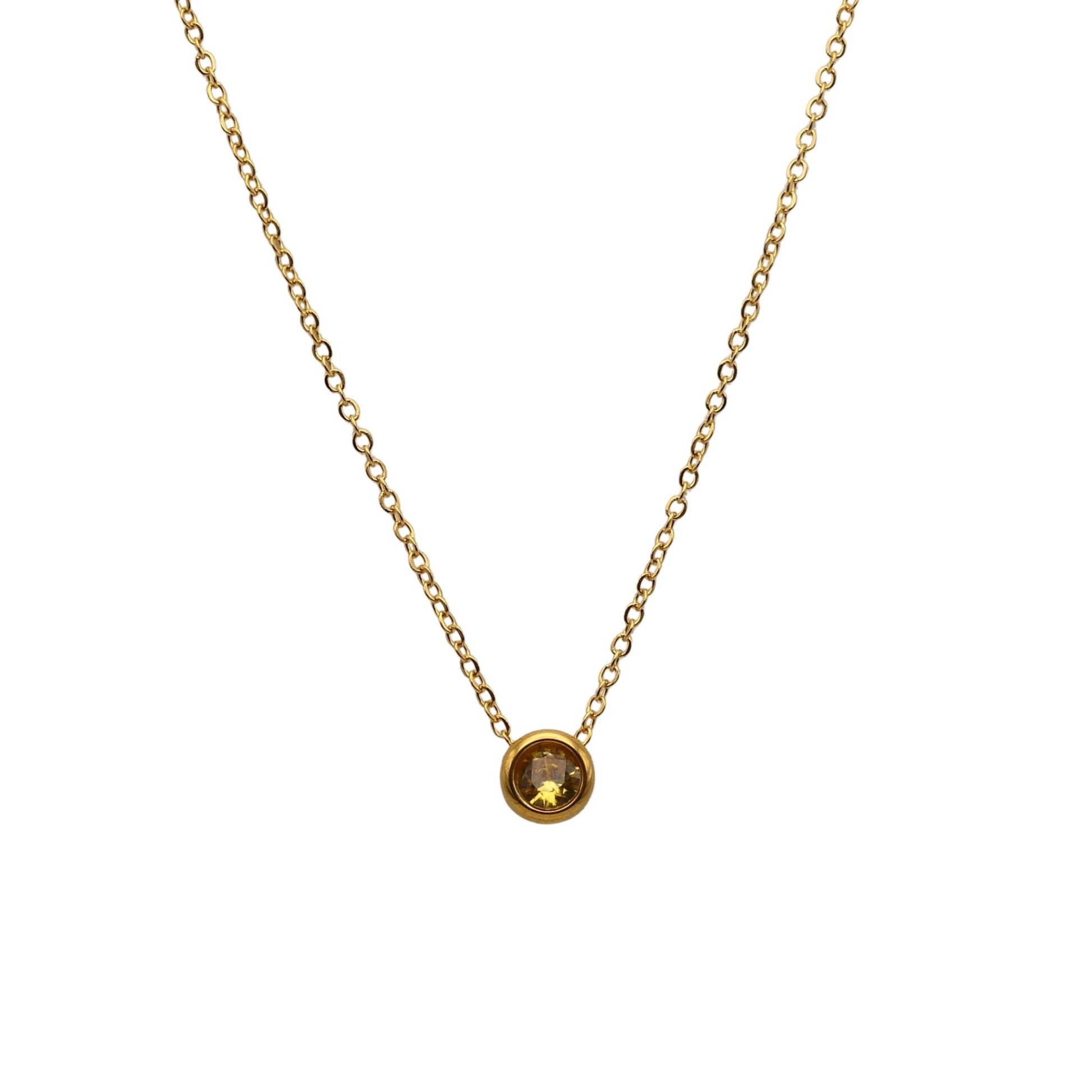 Floating crystal birthstone necklace November Citrine Golden Topaz