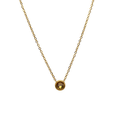 Floating crystal birthstone necklace November Citrine Golden Topaz