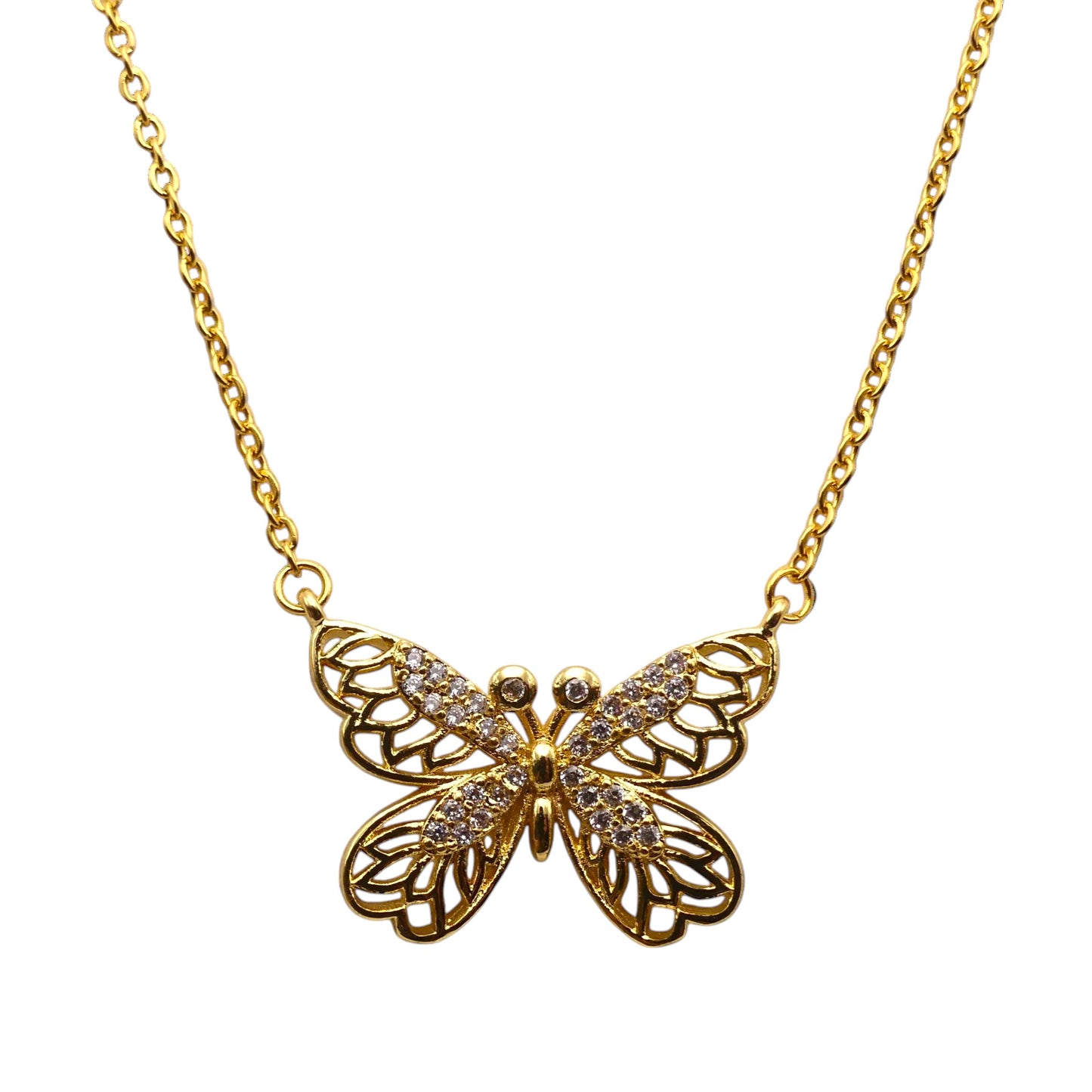 Pave Crystal Butterfly Necklace