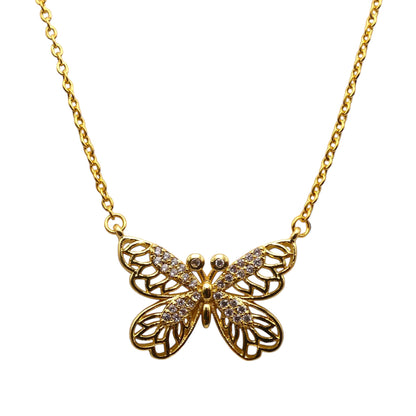 Pave Crystal Butterfly Necklace