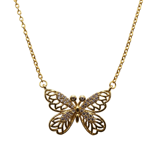 Pave Crystal Butterfly Necklace