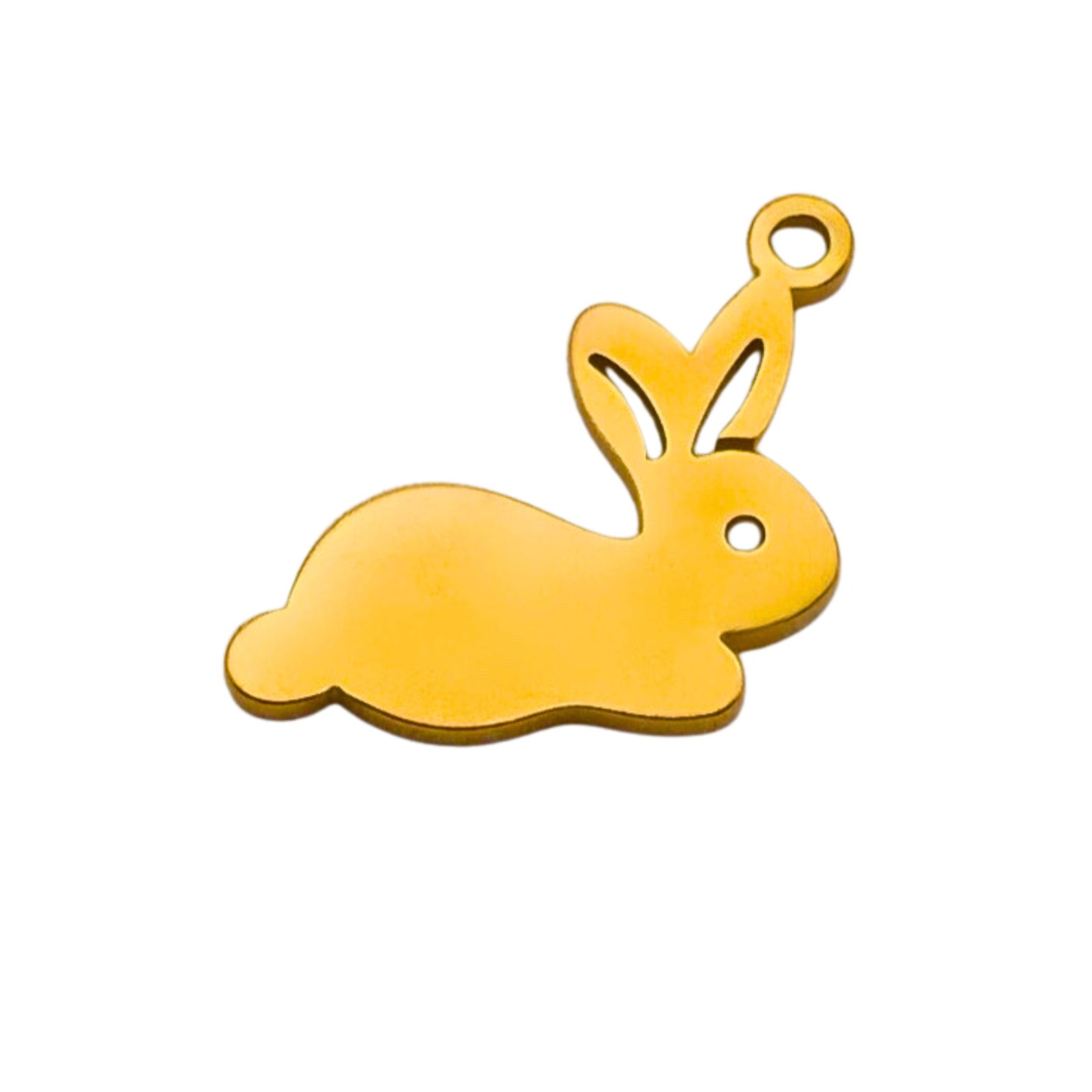 Gold Bunny Charm For Personalized Charm Bracelet