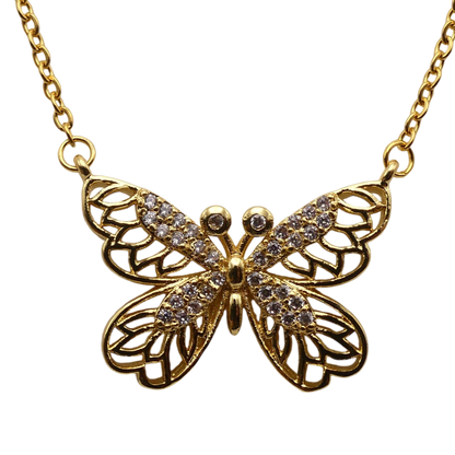 Pave Crystal Butterfly Necklace