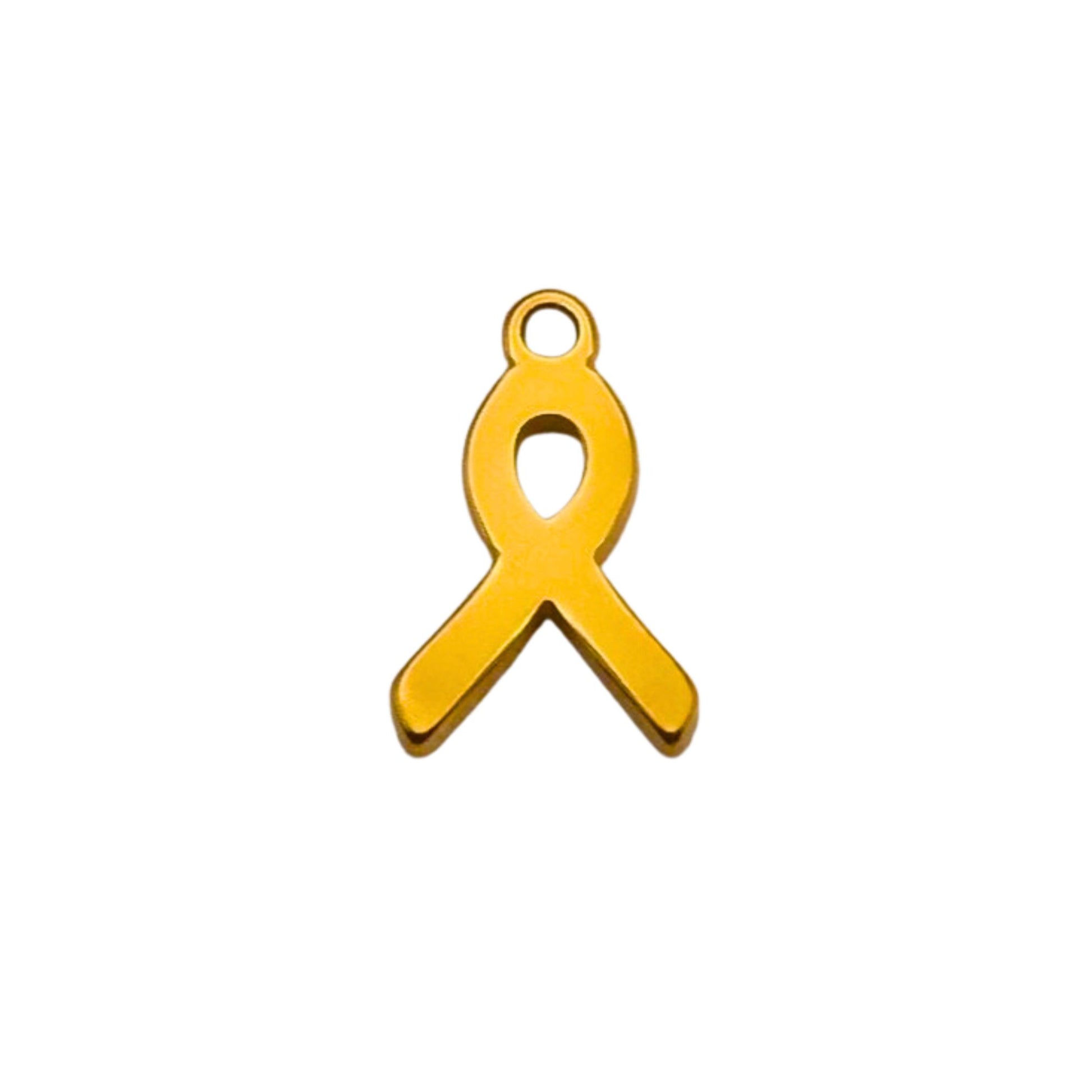 Gold Cancer Ribbon Charm For Personalized Charm Bracelet