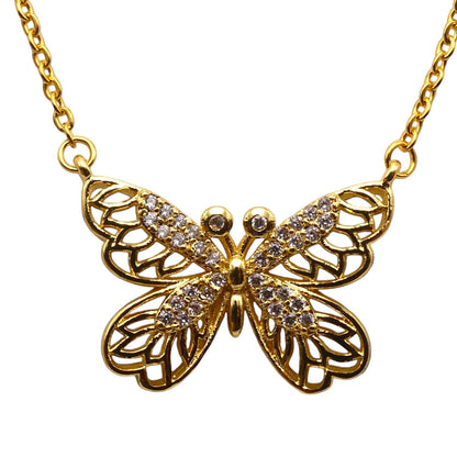 Pave Crystal Butterfly Necklace