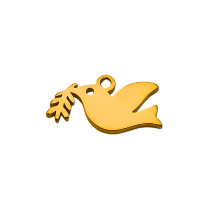 Gold Dove Charm For Personalized Charm Bracelet 