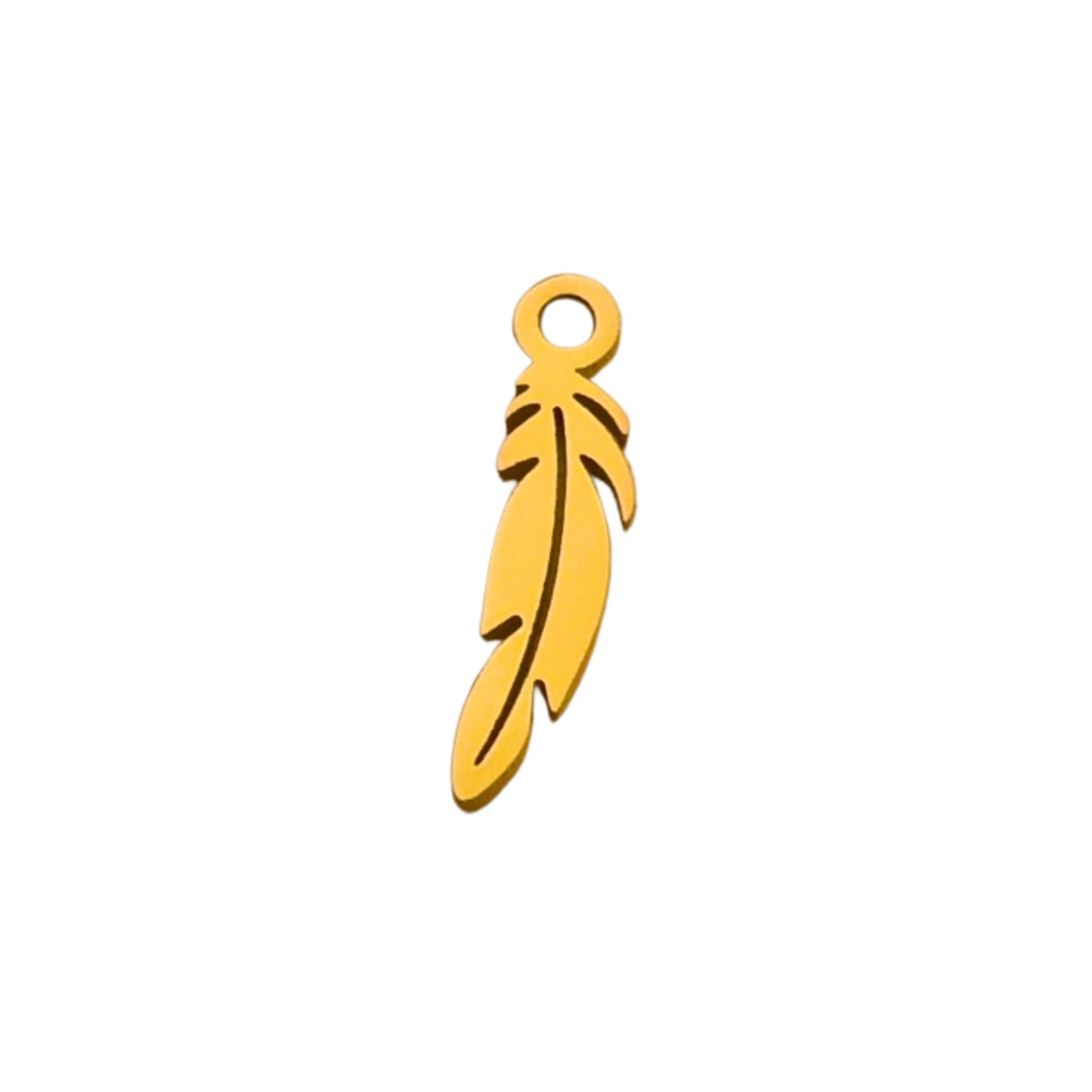 Gold Feather Charm For Personalized Charm Bracelet