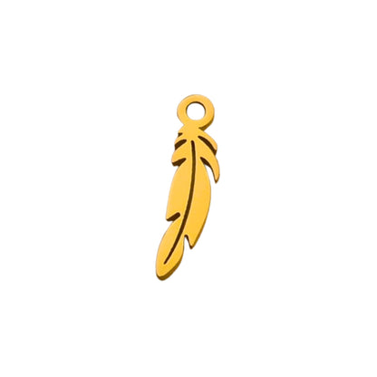 Gold Feather Charm For Personalized Charm Bracelet