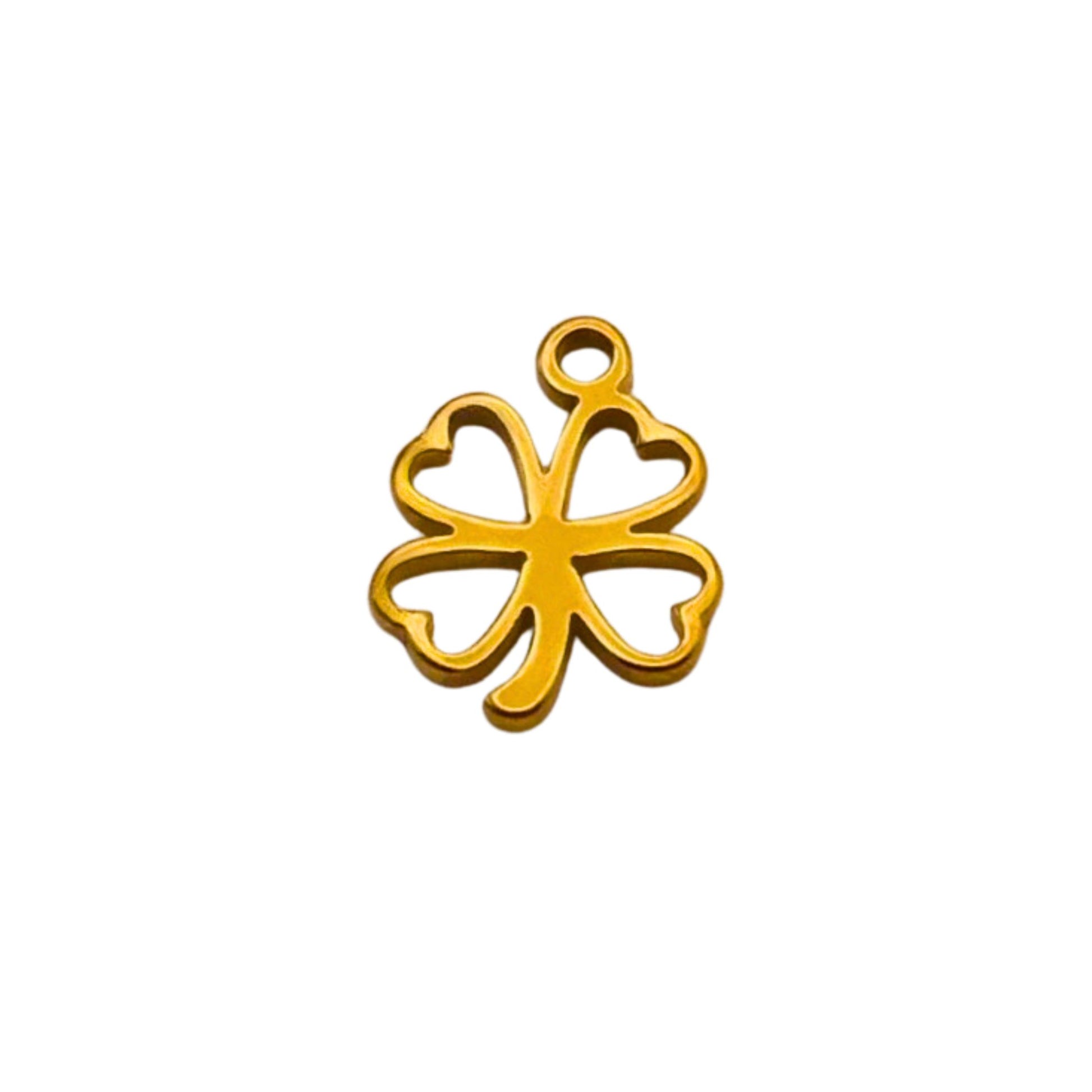 Gold Four Leaf Clover Charm For Personalized Charm Bracelet