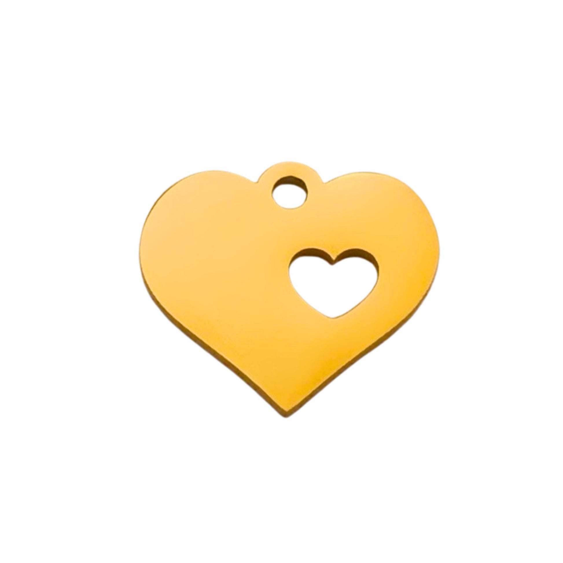 Gold Heart  Charm For Personalized Charm Bracelet