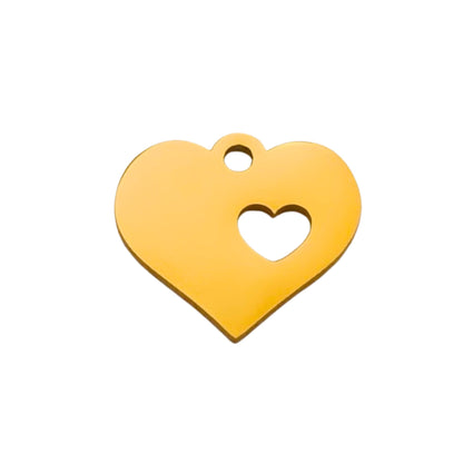 Gold Heart  Charm For Personalized Charm Bracelet