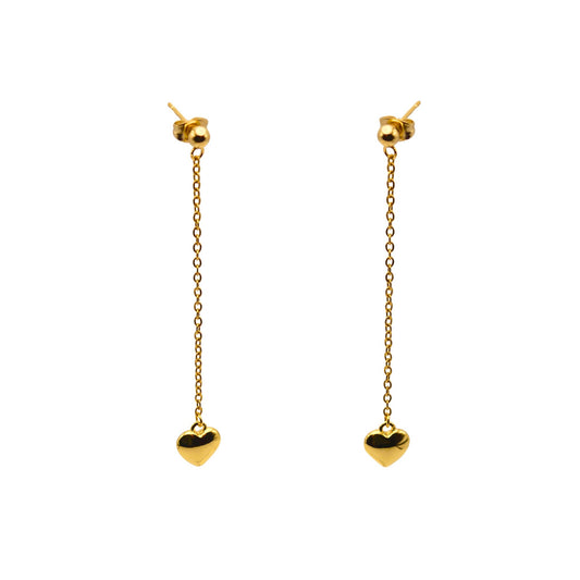 Gold Heart Drop Earrings_For_Women